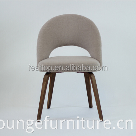 Upholstered dining chair with wood legs cafe style dining chair
